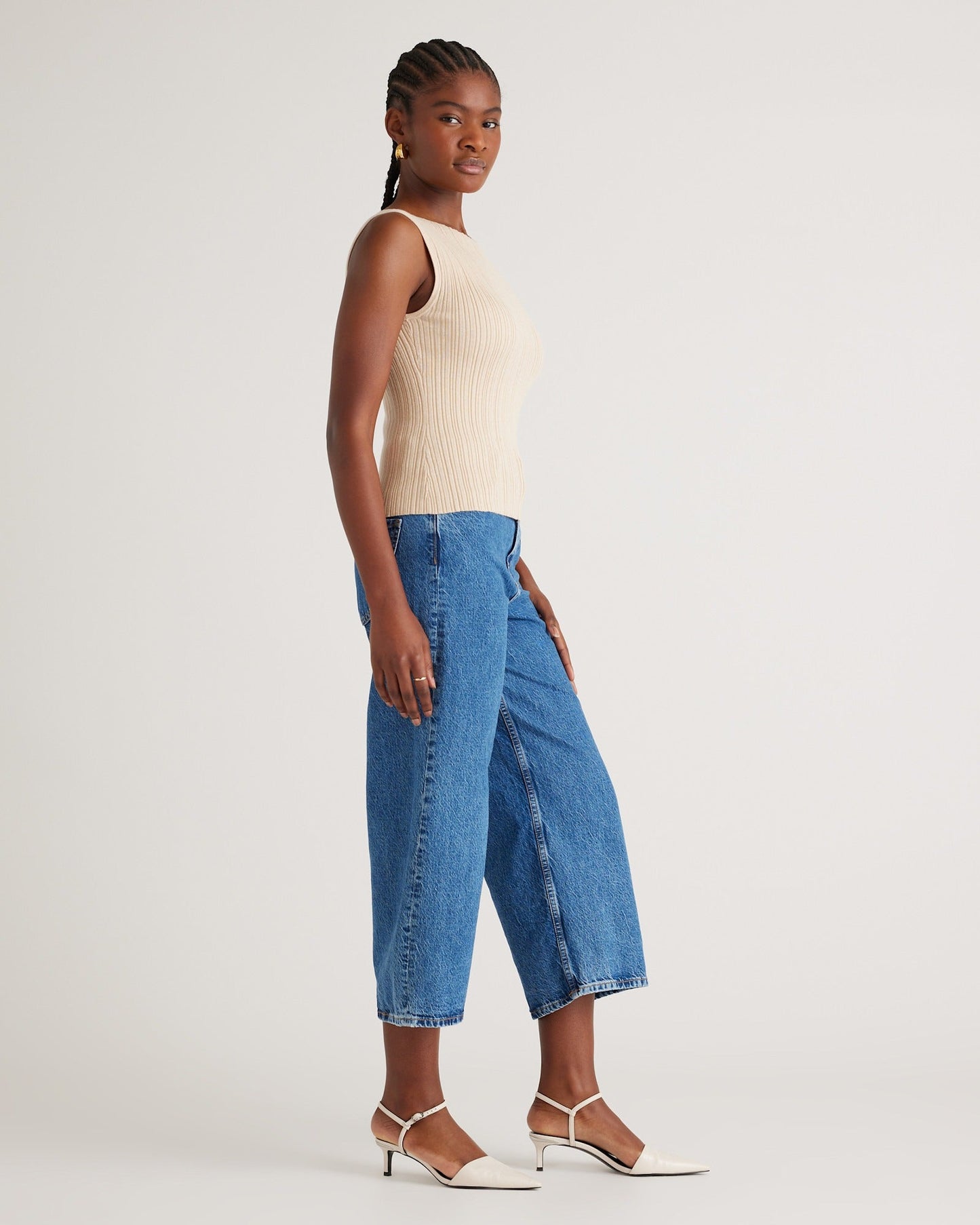 Ribbed Sleeveless Knit Top