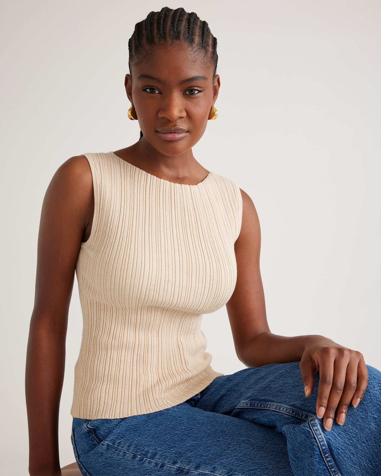 Ribbed Sleeveless Knit Top