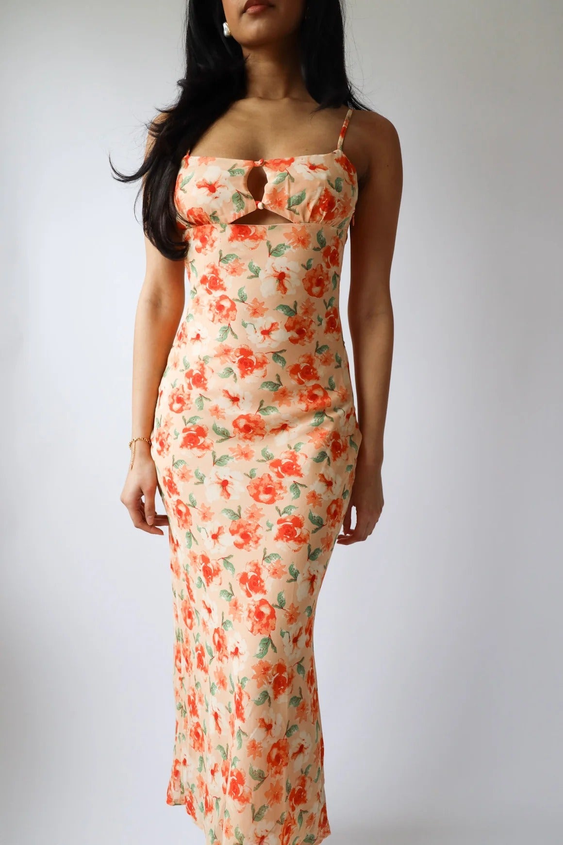 Floral Cut-Out Midi Dress
