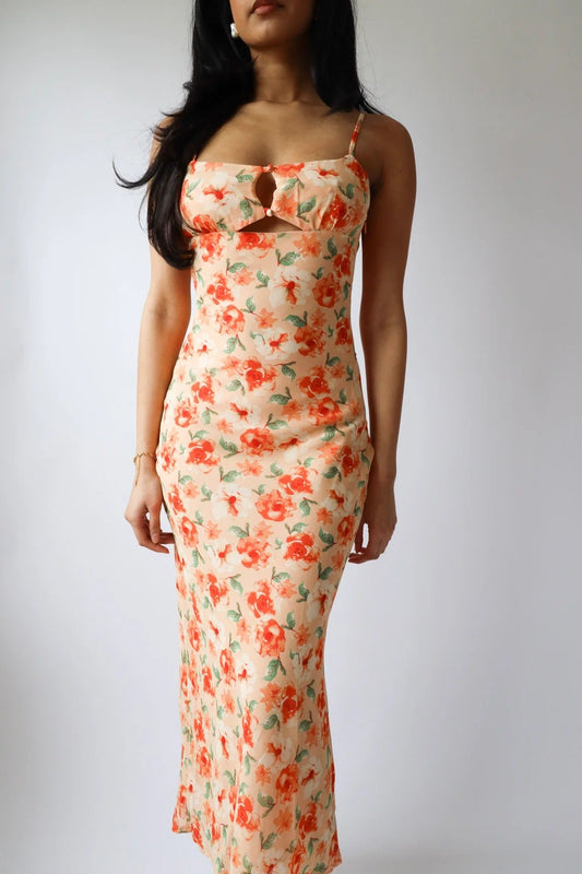 Floral Cut-Out Midi Dress