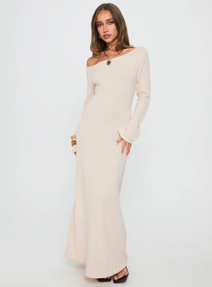 Off-Shoulder Long Sleeve Maxi Dress