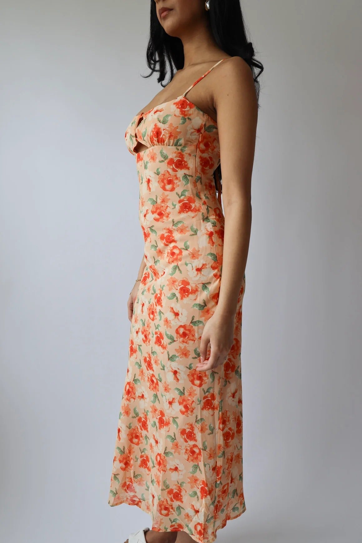 Floral Cut-Out Midi Dress