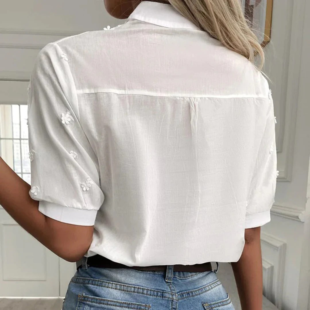 Embroidered Popover Blouse