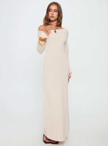 Off-Shoulder Long Sleeve Maxi Dress