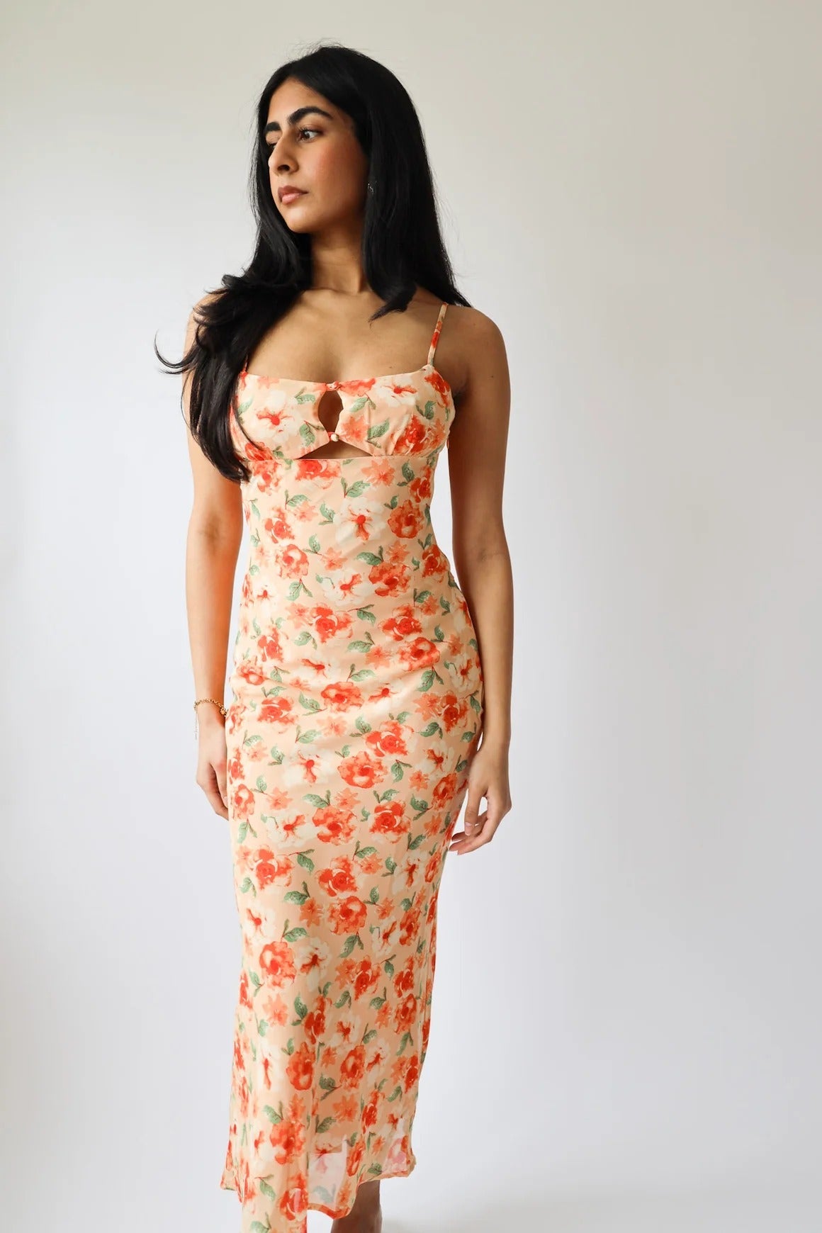 Floral Cut-Out Midi Dress