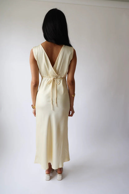 Lace-Trim V-Neck Midi Dress