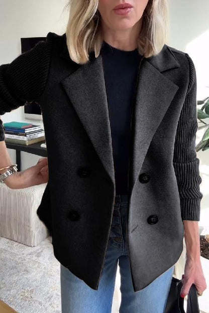 Yvonne Elegant Knit-Sleeve Blazer