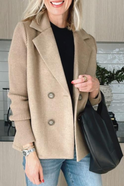 Yvonne Elegant Knit-Sleeve Blazer