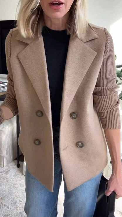 Yvonne Elegant Knit-Sleeve Blazer
