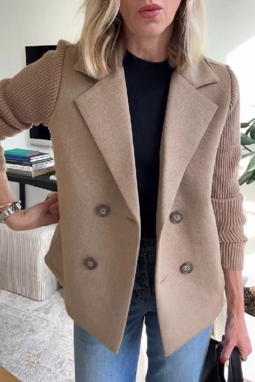 Yvonne Elegant Knit-Sleeve Blazer