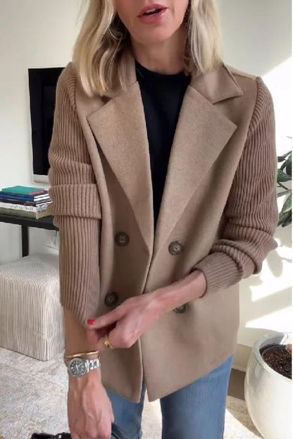 Yvonne Elegant Knit-Sleeve Blazer