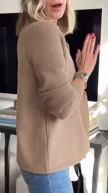 Yvonne Elegant Knit-Sleeve Blazer