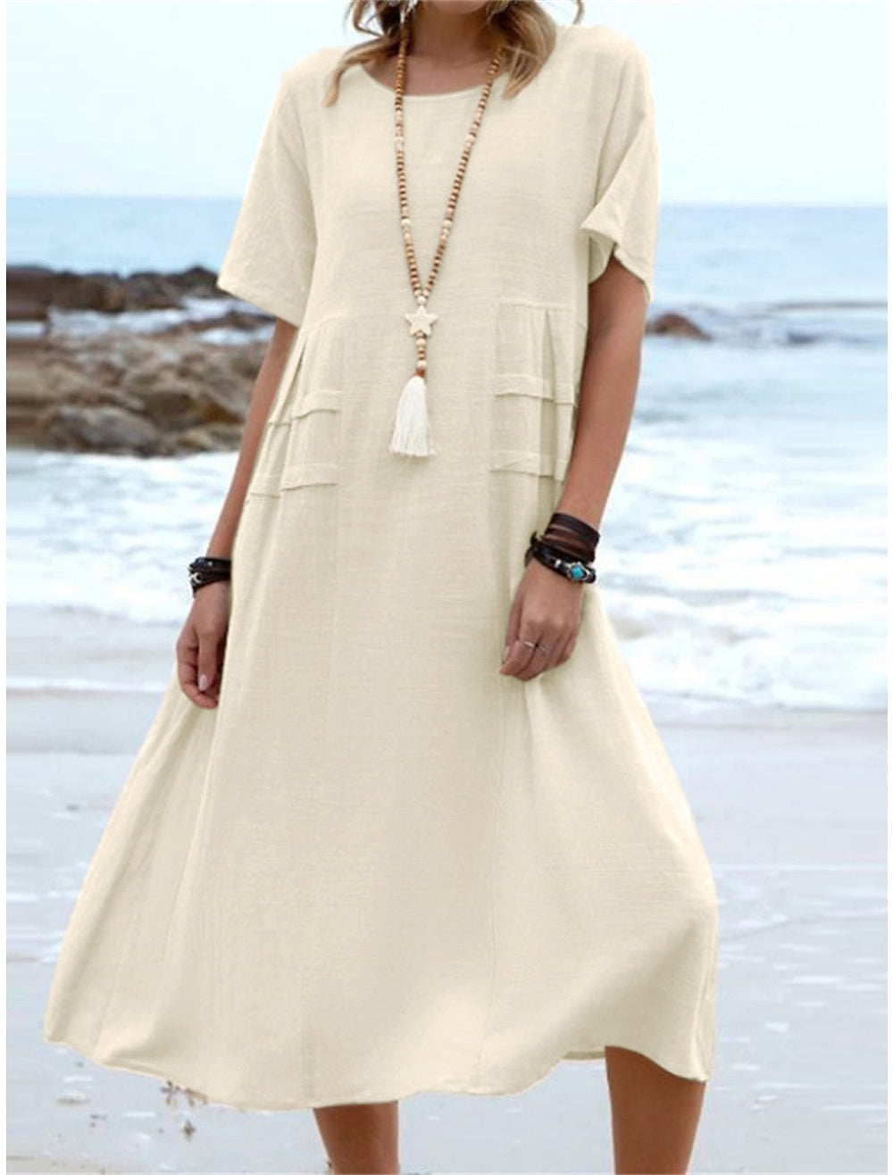 Short Sleeve Relaxed Midi Dress