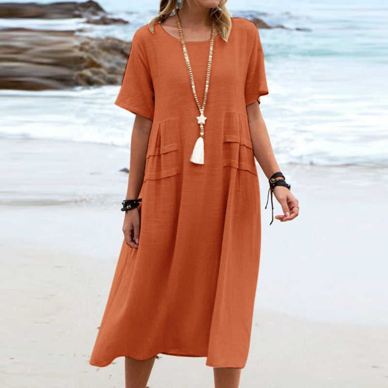 Short Sleeve Relaxed Midi Dress