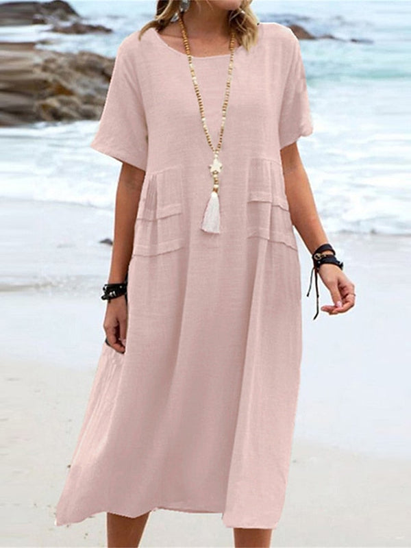 Short Sleeve Relaxed Midi Dress