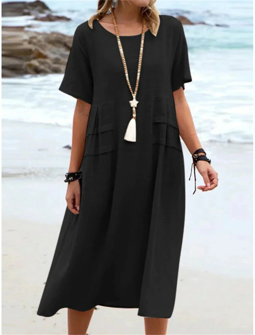 Short Sleeve Relaxed Midi Dress