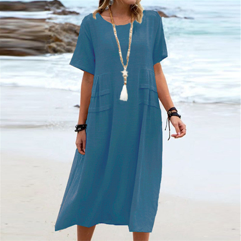 Short Sleeve Relaxed Midi Dress