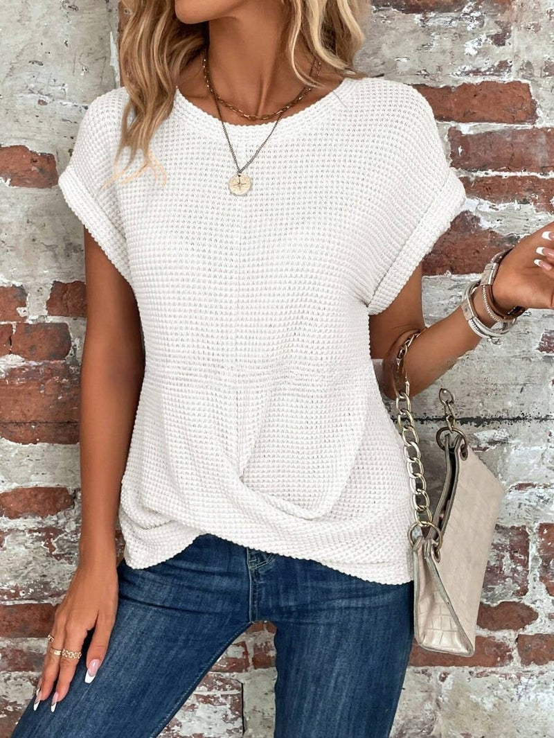 Waffle Knit Cap Sleeve Top